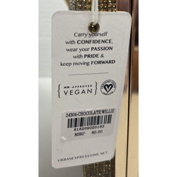 Urban Expressions Bling Money Dollar $ Women's Purse Gold Hard Rhinestone Clutch - Picture 9 of 13